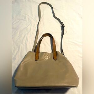 Susan Joy Satchel Purse W Removable Inner Tote Gray Vegan Leather Extra Strap